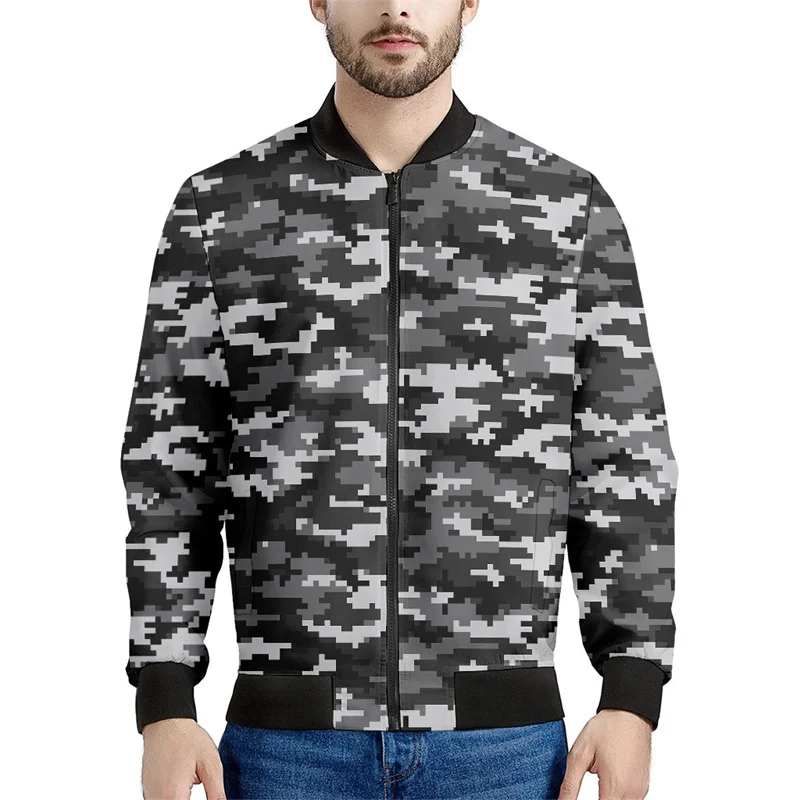 Multi Color Camouflage 3d Printed Zipper Jacket Men Fashion Camo Flower Graphic Sweatshirt Tops Long Sleeves Street Bomber Coats