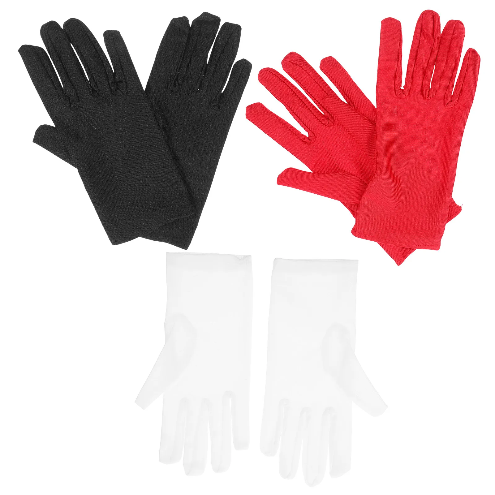 3Pairs Comfortable Lightweight Spandex Stretch Gloves Jewelry Etiquette Inspection Gloves for Silver Coins Electronics Glass