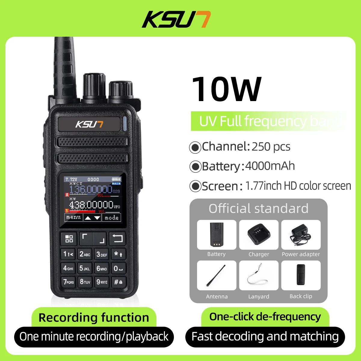 

Professional Two Way Radio Long Distance One Button Decode Full Frequency Band Walkie Talkie Clear Audio Emergency Support