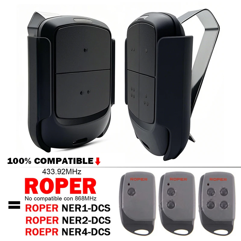ROPER Remote Control Clone For 433.92MHz Roper NER1-DCS NER2-DCS NER4-DCS Garage Door Remote Control Electric Door Opener