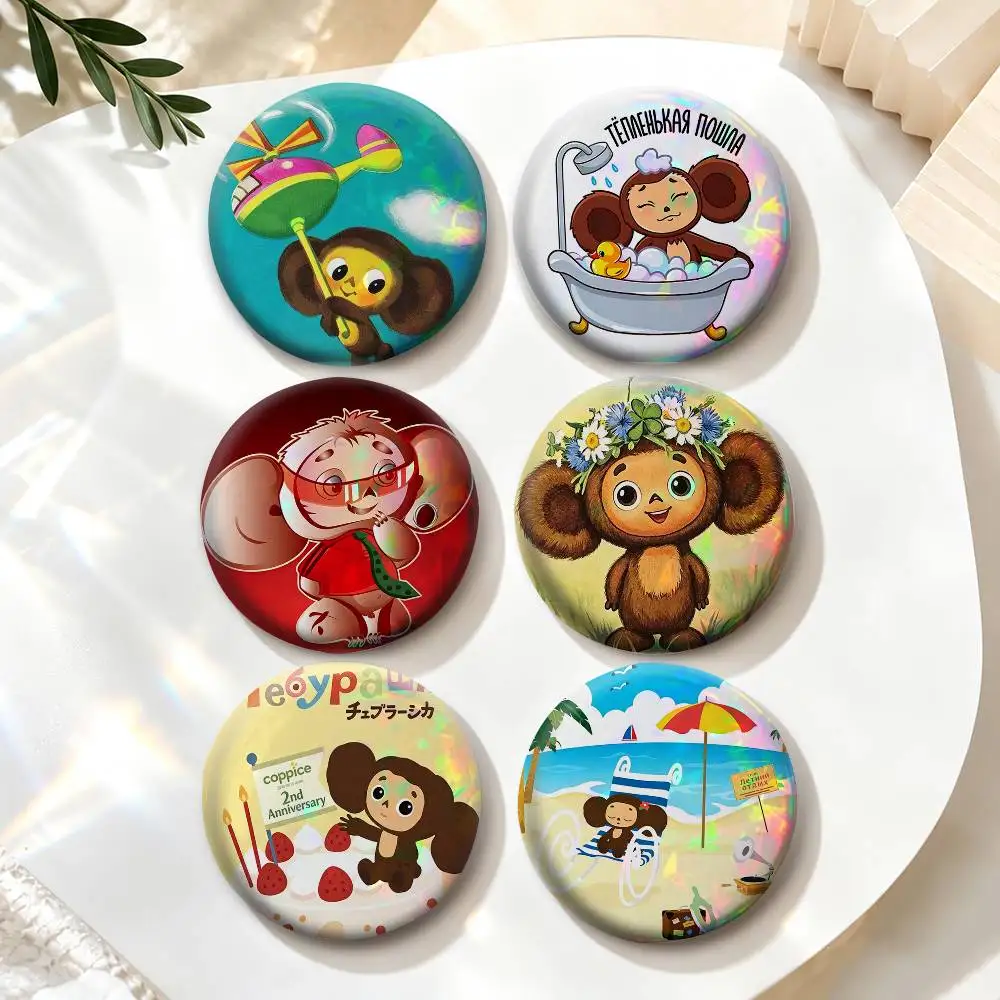 Chibi Style Cheburashka  Badges Creative Tinplate Button PinsBrooch Badge Clothes Backpack