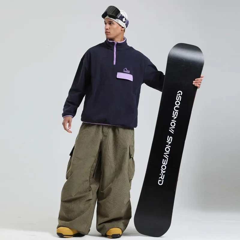 

2025 New Ski Pants Men's Corduroy Winter Ski Pants Double Board Warm Waterproo, Breathable Sports Loose Outdoor Women's Pants