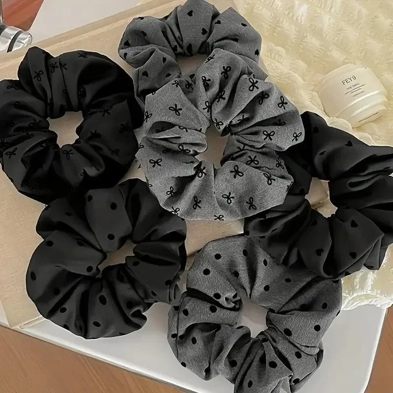 ที่คาดผมลายจุดโบว์สำหรับฤดูใบไม้ร่วงและฤดูหนาว สไตล์เรโทร ยืดหยุ่นสูง คุณภาพดี ยางมัดผมแบบเรียบง่าย อุปกรณ์เสริมผม
