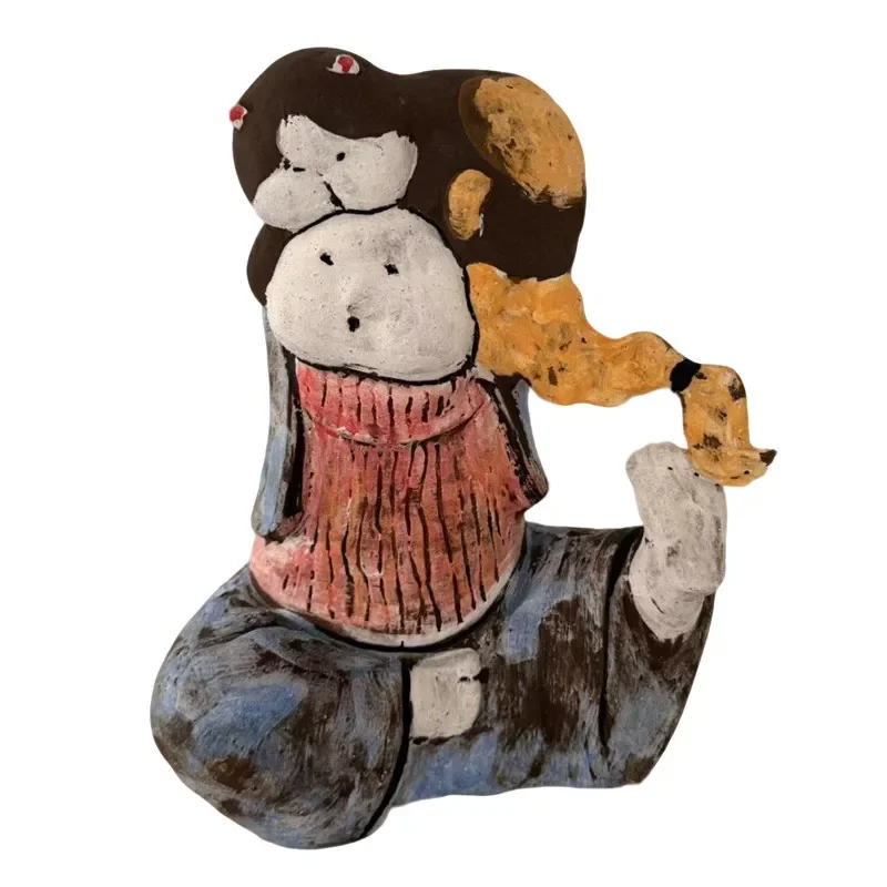 Cute Cartoon Ceramic Figurine Home Decor Niche Design Desktop Ornament for Kids Room Creative Sculpture Craft Gift Adorable