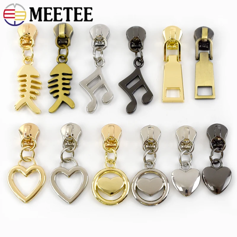 10/20pcs Meetee Zipper Slider for 5# Sewing Metal Zippers DIY Zips Head Bag Pocket Wallet Repair Kits Replacement Tailor Tools