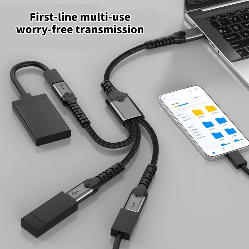 

USB Male to 2/3 Type C Female Splitter Cord Converters Multiple Hubs Type C Port Hubs Chargers Power Split Adapters H8WD
