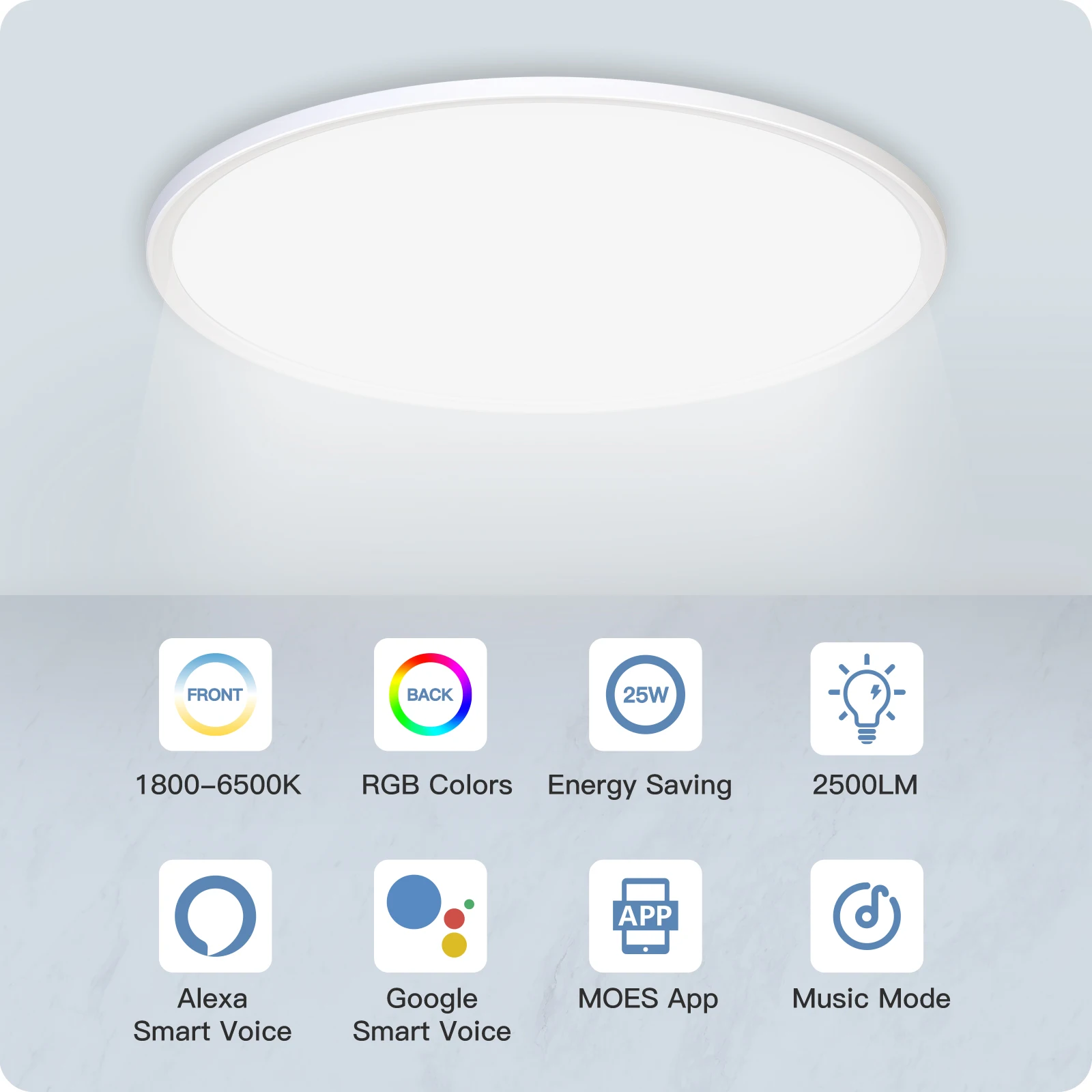 MOES WIFI lampa sufitowa inteligentna lampa LED ściemniania RGB ultracienki energooszczędny TUYA pilot aplikacji sterowania głosem Google Alexa