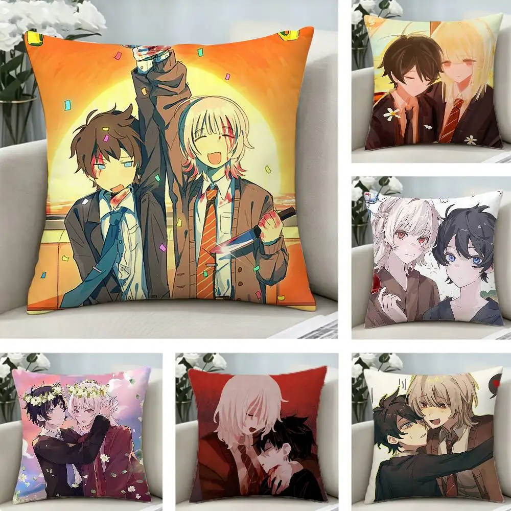 Dark Horror Anime S-Saihate Station Pillow Case Pattern Printed Pillowcase For Living Room Sofa Cushion Cover
