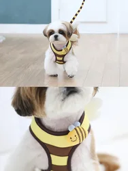 Little Bee Dog Leash Cute Puppy Vest Chest Harness Walking Dog Leash Household Small Dog