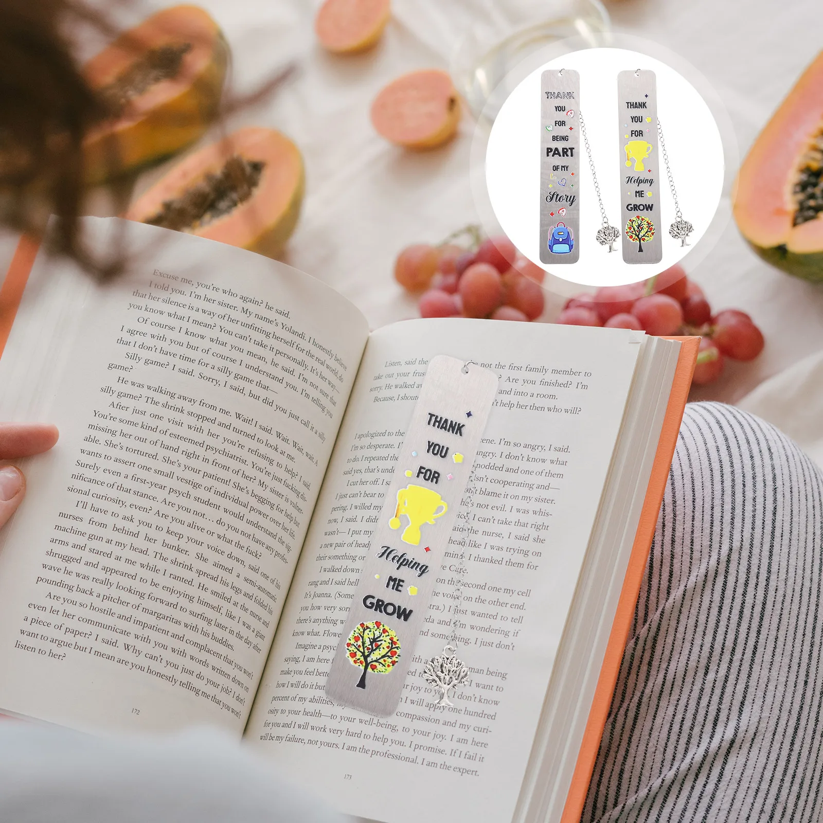 

2pcs Stainless Steel Bookmarks Creative Decorative Metal Bookmark Page Marker For Teachers Classroom Thanksgiving Day Gift