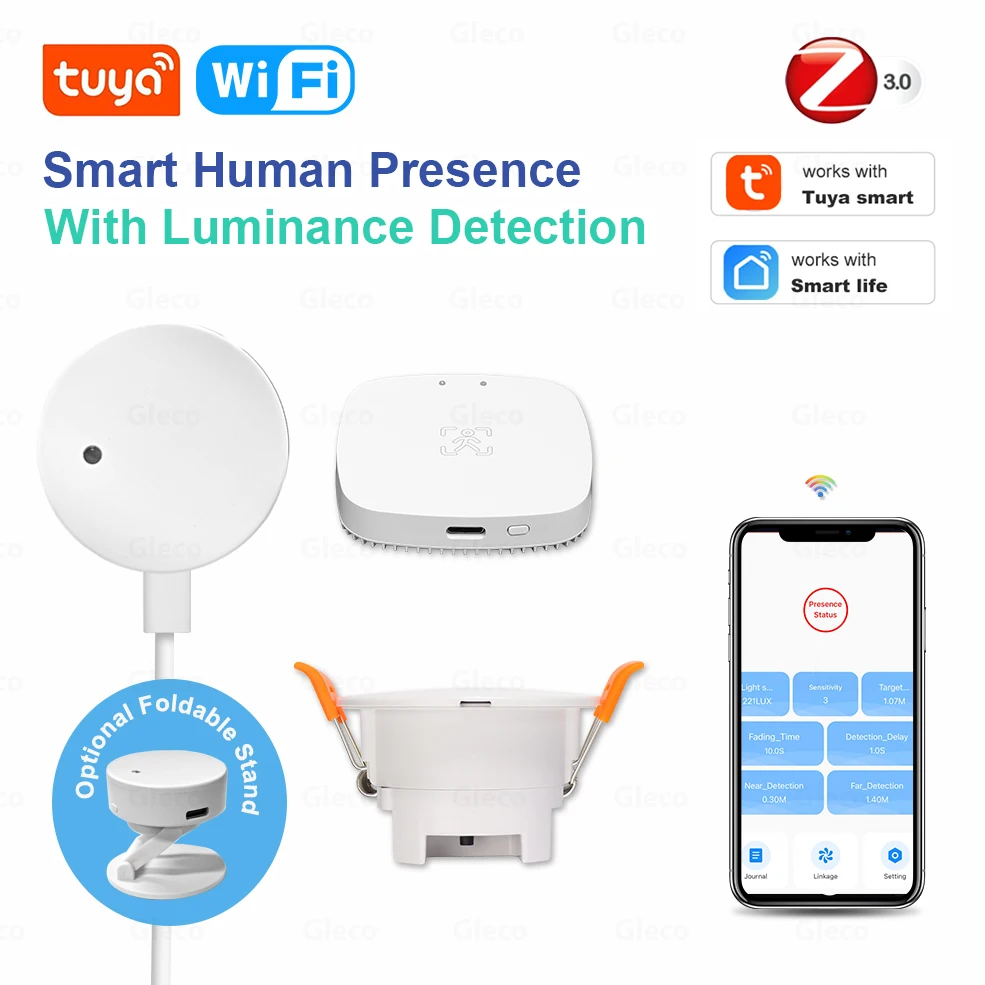 Датчик присутствия человека Tuya Wi-Fi/Zigbee, радар-детектор MmWave, датчик движения для умного дома с датчиком интенсивности и расстояния