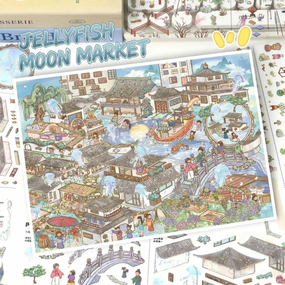 3D Miniature Landscapes Stickers Collection 2 Themes PET 3D Landscape Sticker Waterproof DIY Crafts Miniature Scene Collage