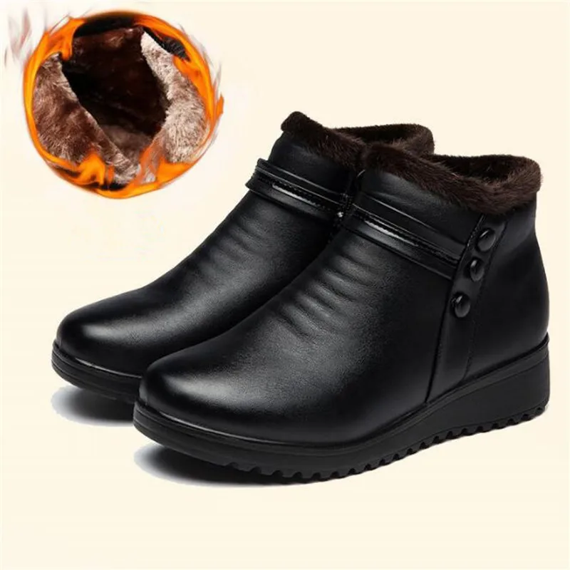 2022 New Thick Plush Winter Woman Snow Boots Non-slip Waterproof Women Ankle Boots Mother Warm Wedge Shoes Woman Shoes