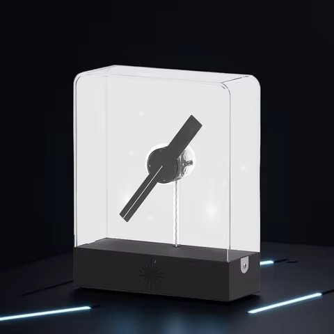 3D Glasses-Free Holographic Fan LED Light Display Box for Halloween &amp; Christmas Desktop Decor Plays Videos &amp; Images