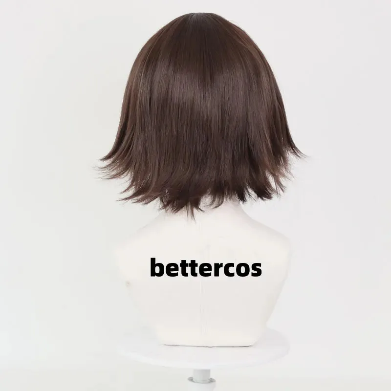 P5 มาโคโตะ นิอิจิมะสีน้ำตาลคอสเพลย์ถักเปียวิกผมสังเคราะห์ทนความร้อน + หมวกวิกผม F;H7. '6FK;8