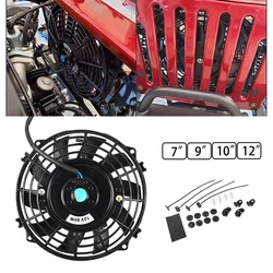 7 9 10 12 Inch Universal Slim Fan Push Pull Electric Radiator Fan Air-Sucking Type Cooling & Mounting Kit 12V 80W 2100RPM
