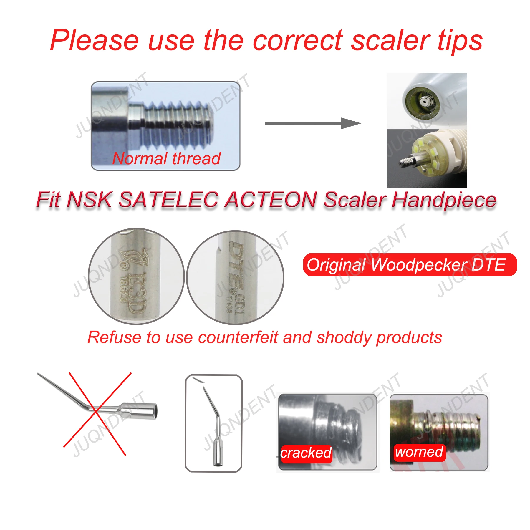 Original Woodpecker Dental Ultrasonic Scaler Tips Scaling Tip Fit SATELEC ACTEON NSK Dental Tools Dentistry Products For Dentist