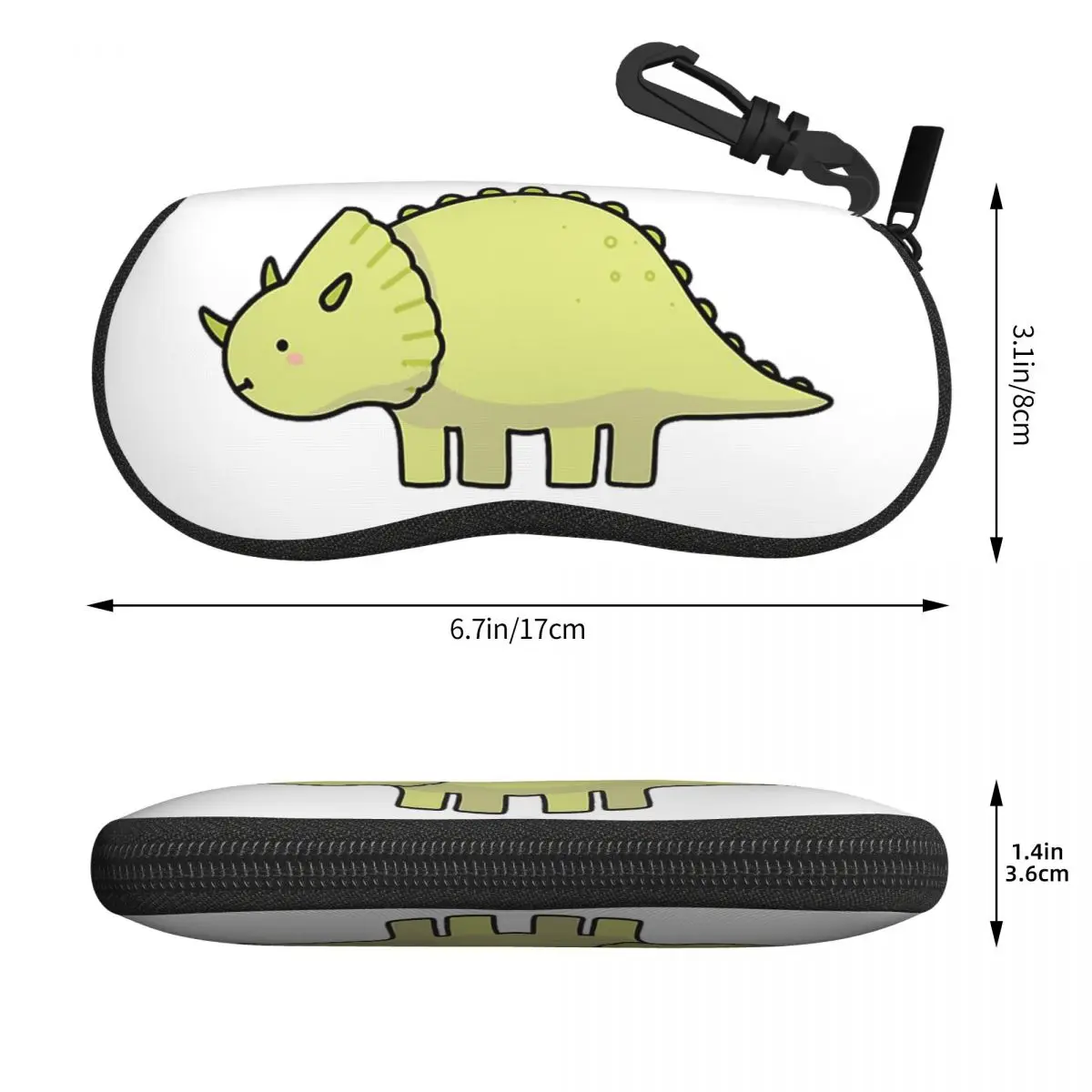 リトルディノトリケラトプス恐竜イラストシェルメガネケースポータブルサングラスボックス女性男性ソフト眼鏡バッグポーチ