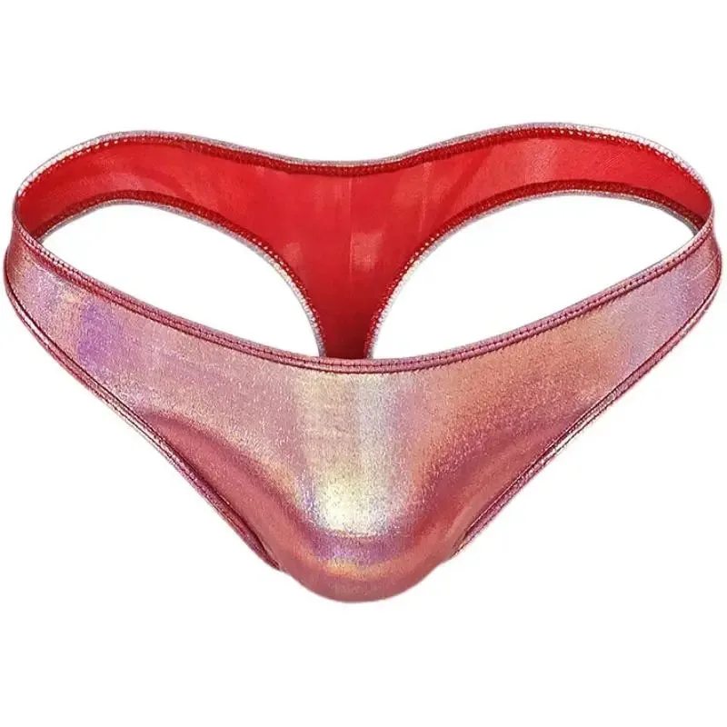 Mens Sexy Bright Traceless Low-waist Pouch G-string Briefs Thong Gay T-back Sissy Erotic Underwear Cross dresser