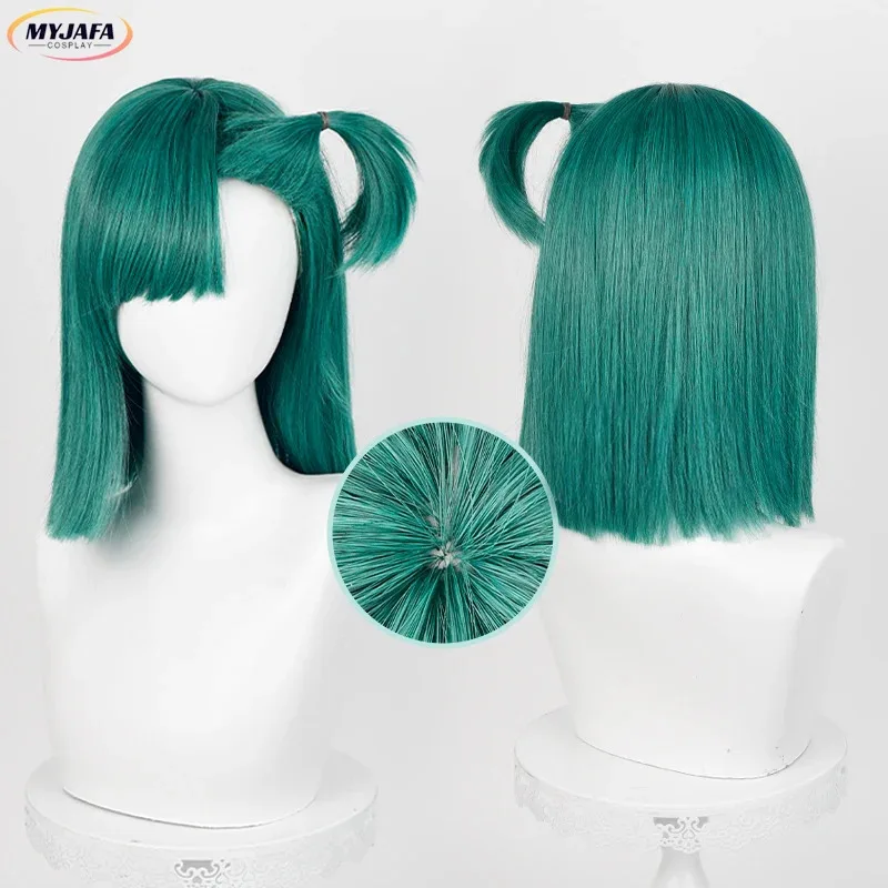 

2025 11 Bulma Cosplay Anime Buruma Short Green With Accessory Heat Resistant Synthetic Hair Halloween Party Wigs + Wig Cap