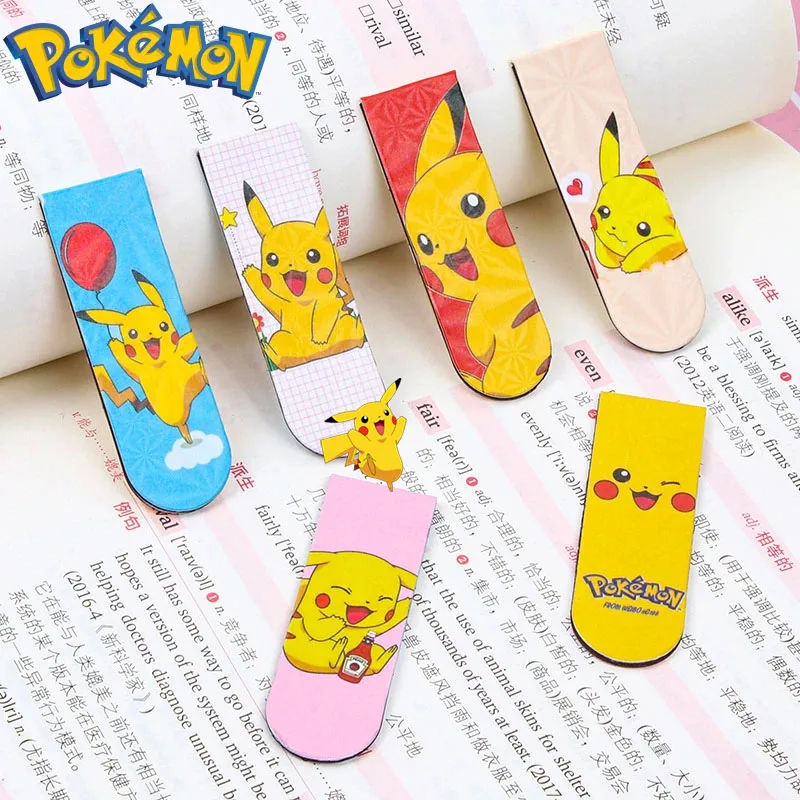 Pokémon Cartoon Magnet Bookmarks Creative Pikachu  Stationery Book Kawaii  Accessories Student Reading Marker School Supplies