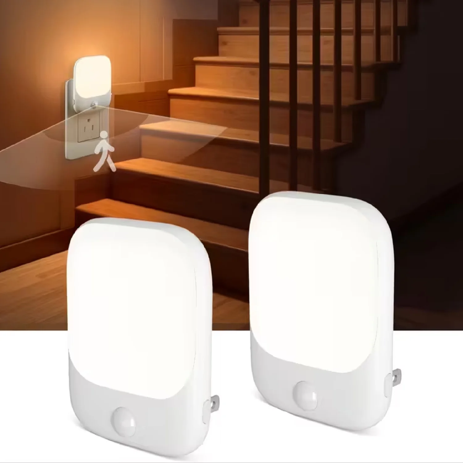 

Комплект из 2 современных настенных ночных светильников с датчиком движения, светодиод 2700K, 5-уровневая регулировка яркости, для спальни, комнаты, лестницы