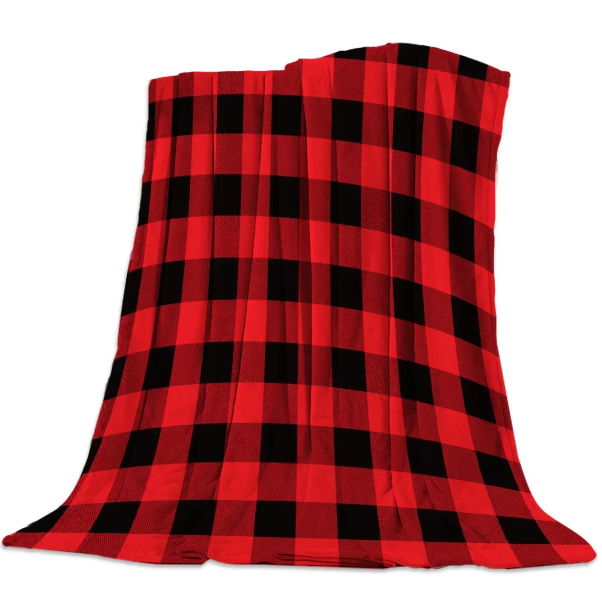 Red Black Checkered Plaid Geometric Bedspread Bed Cover Coverlet Blanket Throws Cover Anti-Static Reversible All-Season Deep