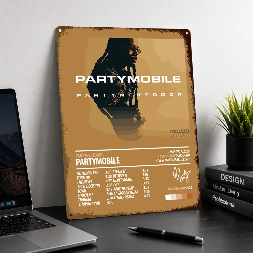 PARTYNEXTDOOR PARTYMOBILE Album Cover Textured Metal Poster Modern Wall Art For Bedroom Personalized Aluminum Sign Birthday Gift