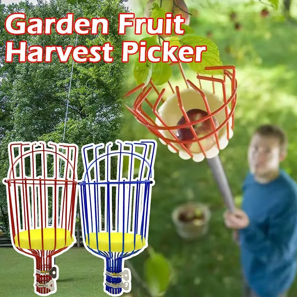 Long Handle Fruit Picker with Basket  Adjustable Fruit Catcher for Apple Mango Pear Orange Avocado Professional Orchard Tool