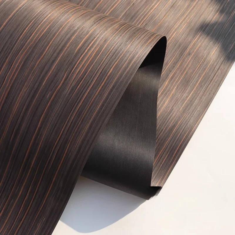 Thickness 0.25mm Black sandalwood and golden silk wood veneer furniture, dining table decoration, wooden door veneer image 4