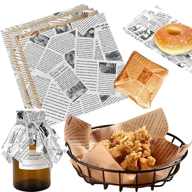 100Pcs/200Pcs Newspaper-Style Wrapping Paper, Oil-Proof Sandwich Wrapping Paper, Suitable for Sandwiches, Burgers and Bread, Perfect for Home Kitchen Use