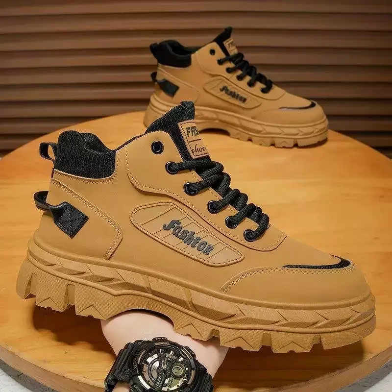

Men's Shoes 2026 Spring and Autumn New Anti Slip and Wear-resistant High Top Shoes,fashionable Thick Soled Workwear Casual Shoes