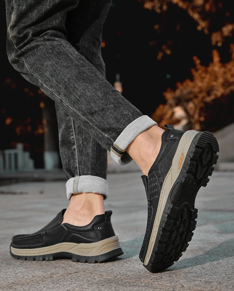 Marke Männer Schuhe Hohe Qualität Aus Echtem Leder männer Casual Schuhe Slip Auf Komfort Business Mann Wohnungen Schuhe Outdoor Männer arbeit Schuhe – Detail 19