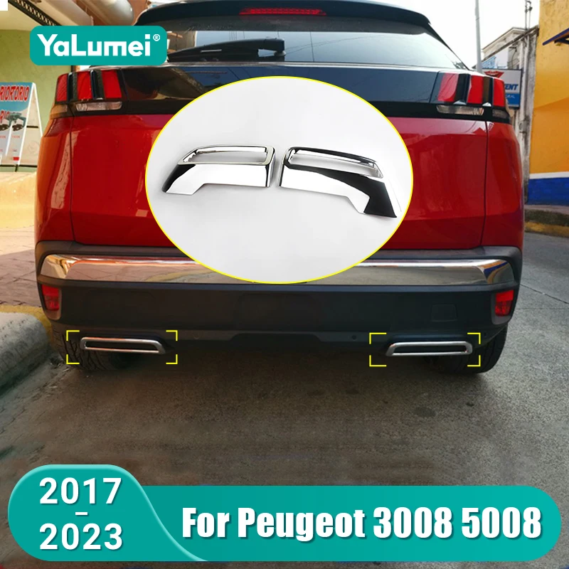 Für Peugeot 3008 5008 GT 2017 2018 2019 2020 2021 2022 2023 Hybrid Auto Hinten Auspuff End Spitze Ende rohr Abdeckung Zubehör