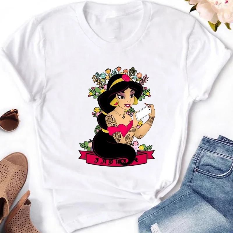 Prinzessin Punk Elsa Anna drucken Frau Kleidung T-Shirt lässig lustige Frauen T-Shirt y2k Frauen lässig Harajuku T-Shirt