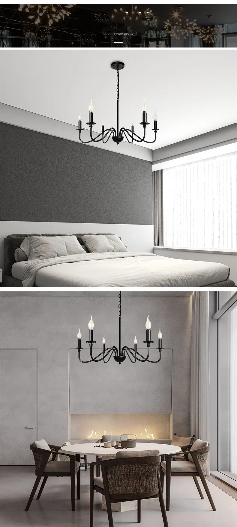 Retro Loft Living Room Chandelier Lighting E14 Vintage American Style Black/Gold Ceiling Chandelier Household Dining Room Light