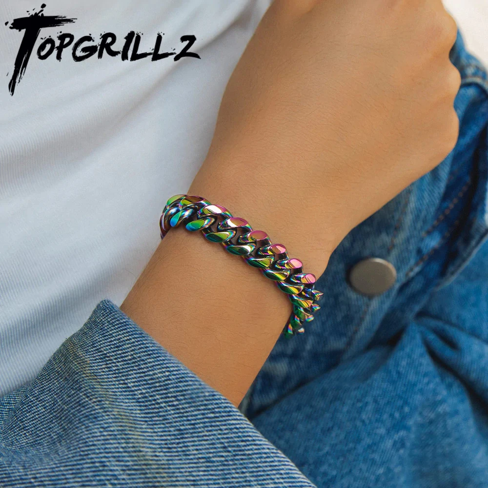 TOPGRILLZ Stainless Steel Cuban Bracelet for Men