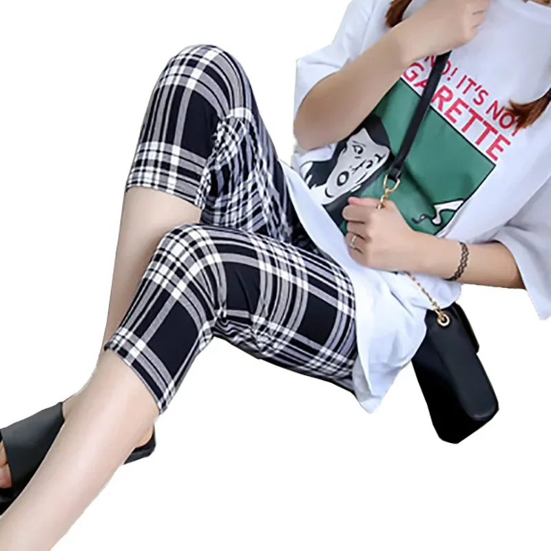 Mùa Hè 7 Điểm Độ Đàn Hồi Quần Legging Nữ Cao Cấp Thời Trang Ôm Dáng Lưới In Hình Lụa Quần Legging Nữ Quần SA0008