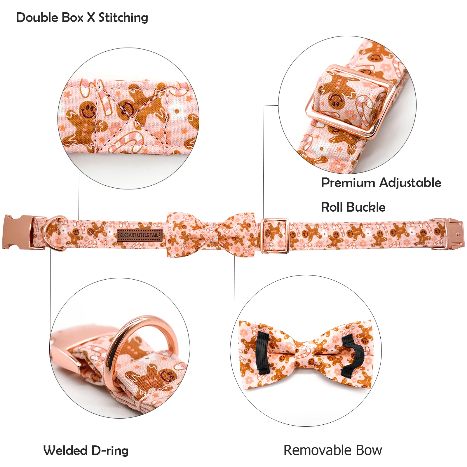Christmas Dog Collar Pink Dog Bow Collar Adjustable Soft and Comfortable Bowtie Collars for Medium Dogs Girl or Boy Pet