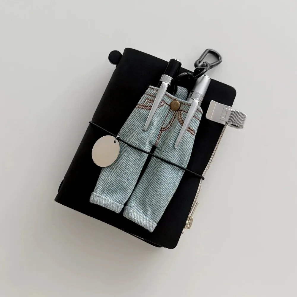 Multi-functional Denim Jeans Pen Bag with Keychain Retro Trousers for Pens Mini Creative Pen Holder Pendant Stationery