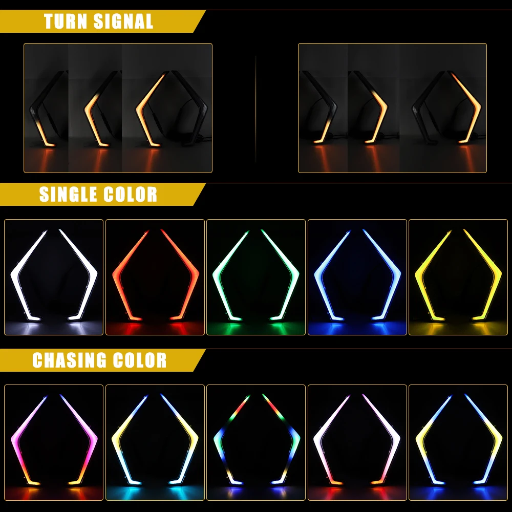 2X ATV بدوره إشارة أضواء فانغ LED RGB الجبهة لهجة ضوء ل بولاريس RZR XP 1000 توربو 2018 2019 2020 2021 مع مطاردة اللون #5