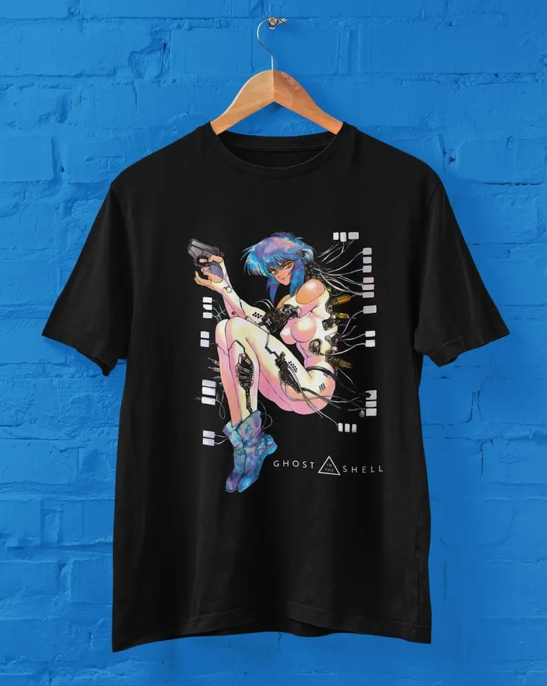 The Ghost In The Shell Anime Crewneck T-shirt, Motoko Kusanagi Anime Tee Shirt,