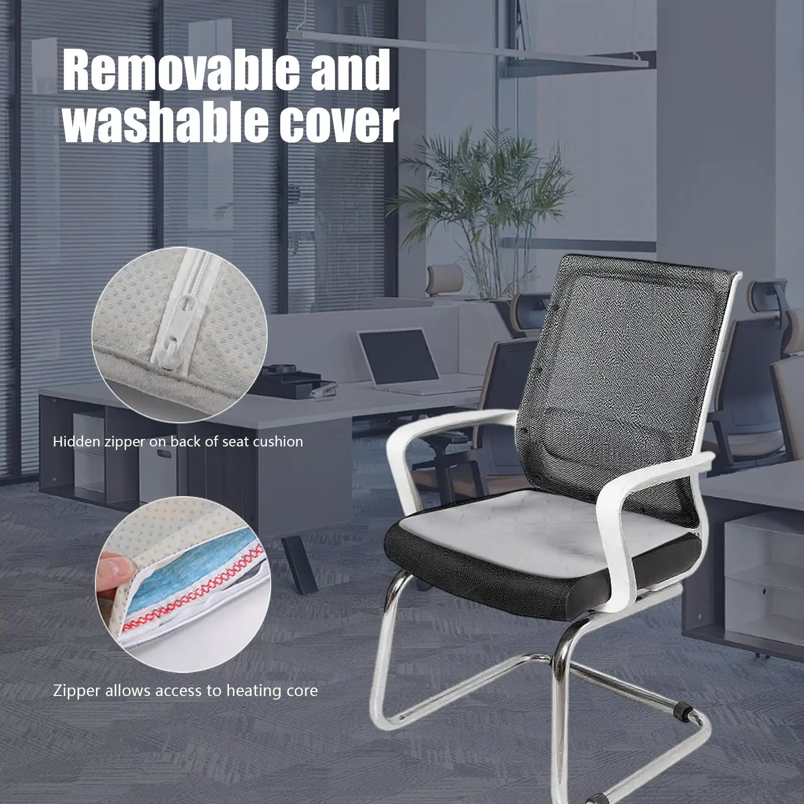 Heated Office Chair Pad Heating Seat Pad 6 Temperature Settings Breathable Mat For Winter Wheelchair Travel Recliner Stadium