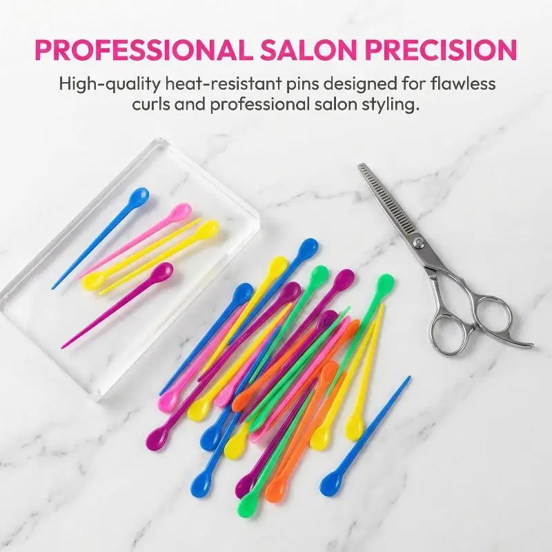 

Набор для домашней завивки волос: 100 пластиковых роликовых игл-валиков для создания локонов с салонным качеством