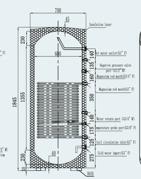 Bobiller Popular Customize 100L Buffer Tank Domestic Hot Water Tank With Coil Heat Storage Heat Pump With 3KW Electric Heater