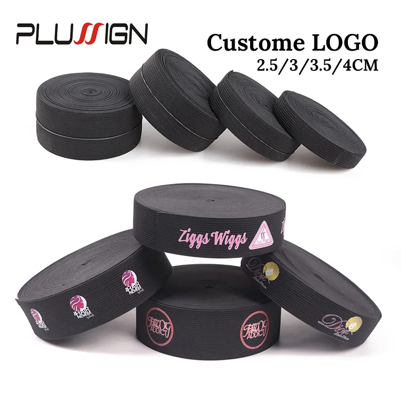 Custom Logo Elastic Band For Wigs 5Meters 10 Meters One Roll With Your Own Logo 2.5Cm-4Cm Wig Band For Edges Elastic Headband