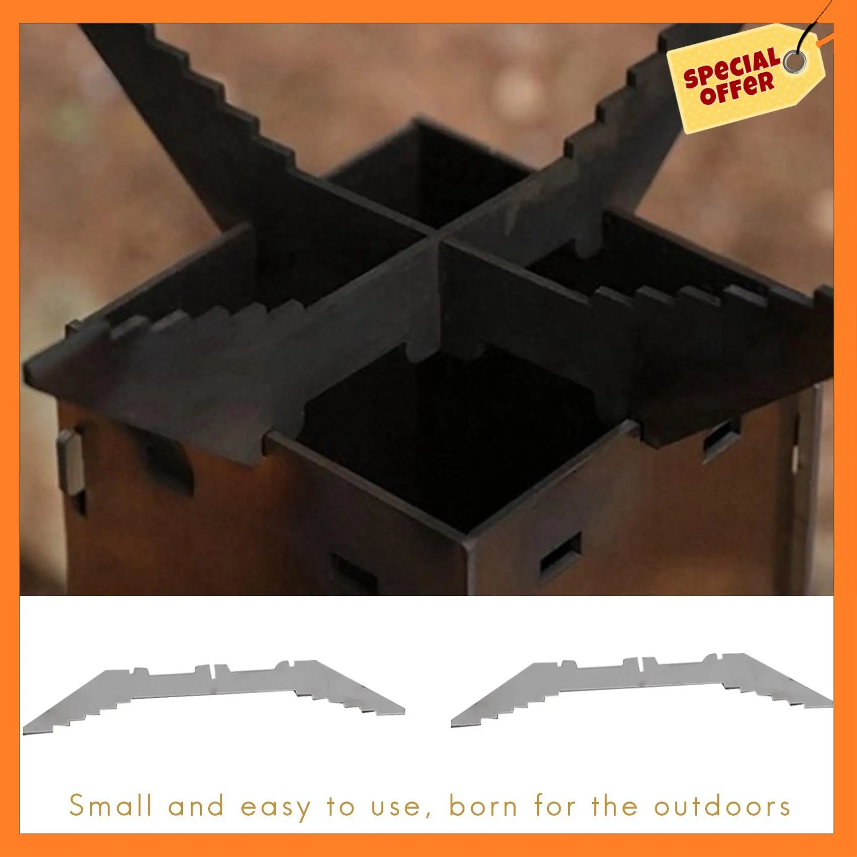 

AD08- Lightweight Foldable Wood Burning Rocket Stove Backpacking For Outdoor Picnic BBQ Camp Hiking