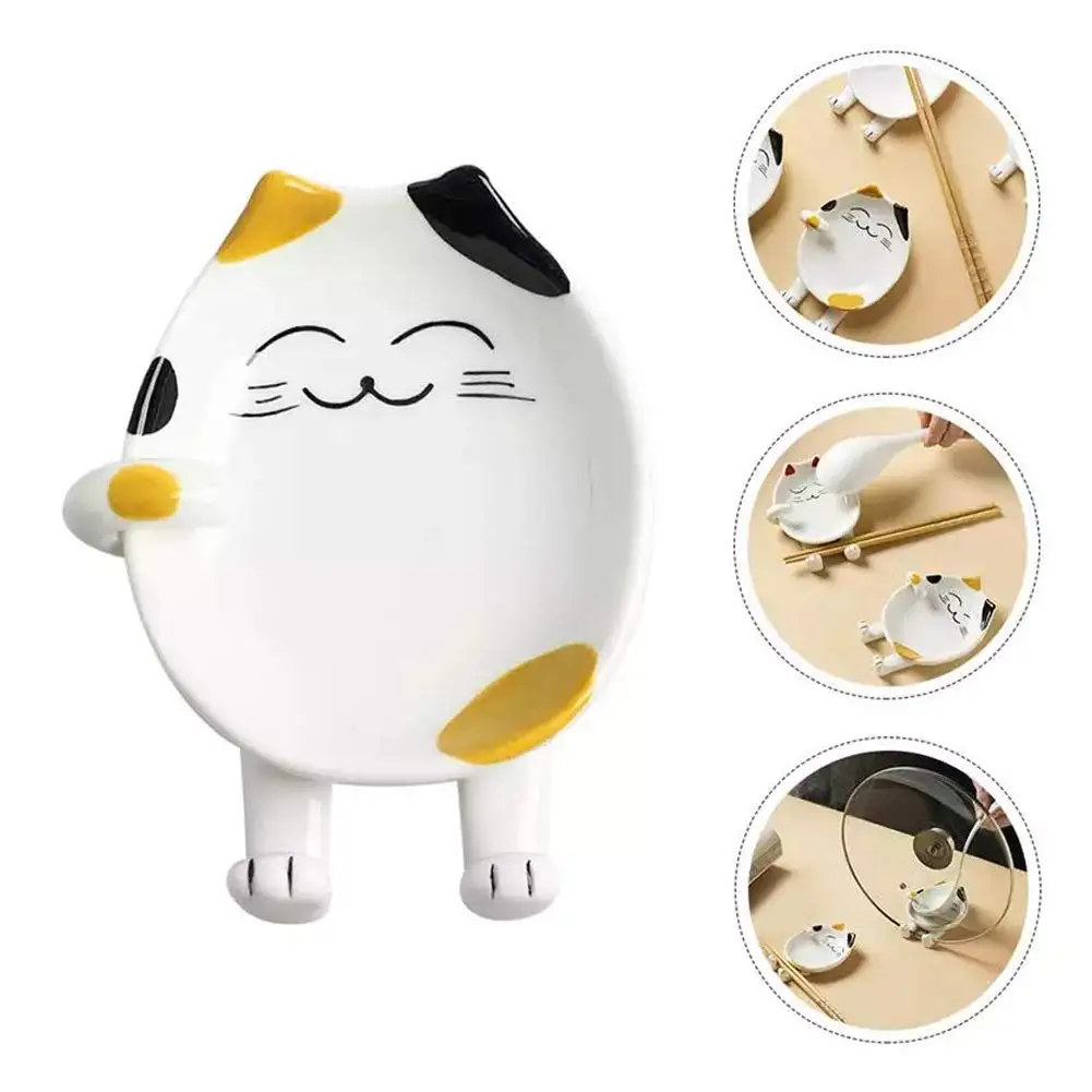 

Ceramic Spoon Rest for Kitchen, Multifunctional Cute Cat Shape Cooking Utensil Holder Coffee Spoon Rest Pot Lid Rack Ladle Rest