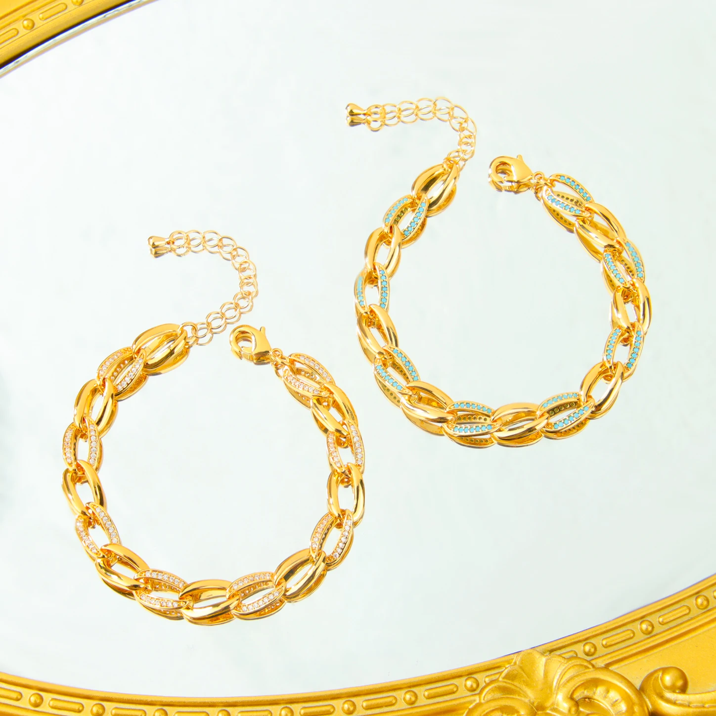 Dubai Mode Zirkonia Schmuckset 21k Vergoldet Nigeria Braut Hochzeit Halskette Armband Ohrringe Algerien Damen Party Schmuck – Detail 7