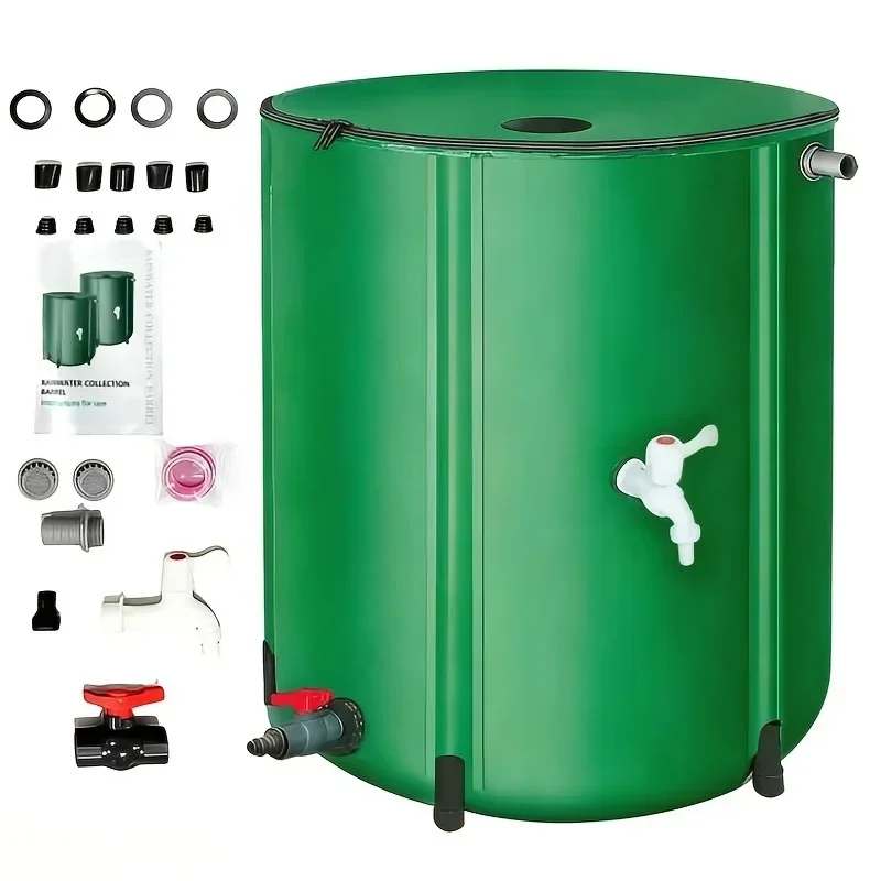 250L Large Capacity Foldable Water Storage Tank with Faucet Garden Rainwater Collection Bucket for Gardening Lawn Care Car Wash